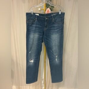 Gap 1969 Real Straight Distressed Jeans Women’s 32R Dark Wash Denim